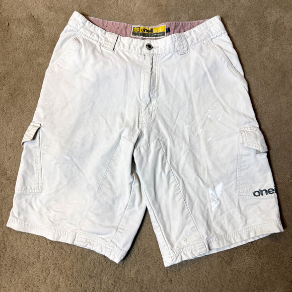 Vintage ONEILL Cargo Shorts Cream Color Size 31x12 Oneill USA - Picture 1 of 9